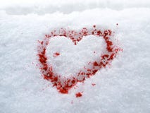 Blood Heart-shape In Snow Stock Photo Blood Heart-shape In Snow Stock Photo
