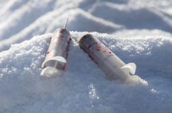 Bloody Used Syringes Royalty Free Stock Photography