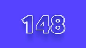 Blue 3d symbol of 148 number icon on Blue background