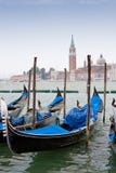 Blue And Black Gondolas On Grand Canal Royalty Free Stock Image