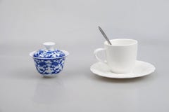 Blue And White Porcelain， Coffee Mug Cup Royalty Free Stock Photos