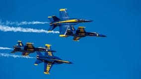 Blue Angels flying the FA-18 Super Hornet in the sky