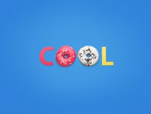 Word Cool made with sweet doughnuts Stock Photography Word Cool made with sweet doughnuts Stock Photography