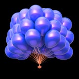 Blue balloons party decoration. helium balloon bunch glossy. Birthday, holiday, anniversary celebration symbol. 3d illustration, isolated on black stock illustration Blue balloons party decoration. helium balloon bunch glossy. Birthday, holiday, anniversary celebration symbol. 3d illustration, isolated on black stock illustration