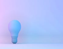 Blue Bulb In Vibrant Bold Gradient Purple And Blue Holographic Colors Background. Minimal Concept Art Surrealism Stock Images Blue Bulb In Vibrant Bold Gradient Purple And Blue Holographic Colors Background. Minimal Concept Art Surrealism Stock Images