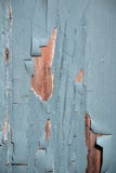 Blue Flaky Paint On A Wood Stock Image