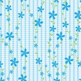 Blue flowers and lines seamless pattern