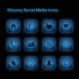 Blue Glowing Social Media Icons Stock Images Blue Glowing Social Media Icons Stock Images