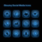 Blue Glowing Social Media Icons Stock Photo Blue Glowing Social Media Icons Stock Photo