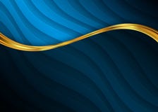 Blue and gold abstract background template for website, banner, business card, invitation