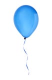 Blue happy air flying balloon isolated on white