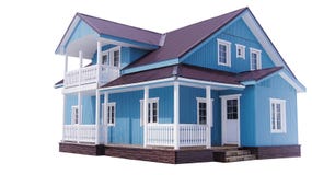 Blue House On White Royalty Free Stock Photo Blue House On White Royalty Free Stock Photo