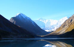 Blue Lake among the mountains of the Altai Mountains stock photos Blue Lake among the mountains of the Altai Mountains stock photos