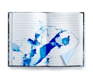 Blue memories notebook ink splash Stock Photo Blue memories notebook ink splash Stock Photo