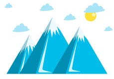 Blue mountains, snow, clouds and sun stock illustration Blue mountains, snow, clouds and sun stock illustration