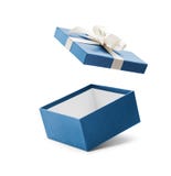 Blue Open Gift Box With White Bow royalty free stock photos Blue Open Gift Box With White Bow royalty free stock photos