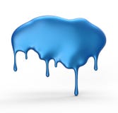 Blue Paint Dripping Isolated Over White Background Stock Images