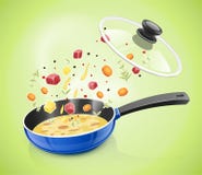 Blue Pan With Lid. Kitchen Tableware. Cooking Food. Stock Photo Blue Pan With Lid. Kitchen Tableware. Cooking Food. Stock Photo