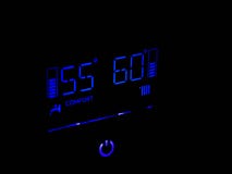 Blue properly working gas central heater digital display stock images Blue properly working gas central heater digital display stock images