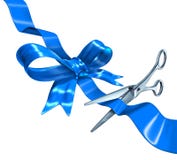 Blue Ribbon Cutting Royalty Free Stock Image Blue Ribbon Cutting Royalty Free Stock Image