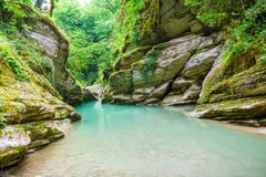 Blue river in the gorge Royalty Free Stock Photography Blue river in the gorge Royalty Free Stock Photography