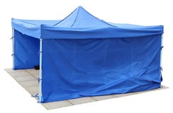 Blue short canvas no name tents is installed on the old city gr royalty free stock photos Blue short canvas no name tents is installed on the old city gr royalty free stock photos