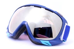 Blue Skiing Goggles Isolated On White Background Stock Image