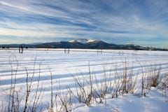 Blue Sky And Snowy Rural Scenic. Stock Photos