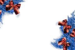Blue spruce .Beautiful red bows. stock images Blue spruce .Beautiful red bows. stock images