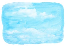 Blue watercolor cloud and sky.