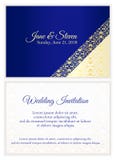Blue wedding invitation with luxury golden lace royalty free illustration Blue wedding invitation with luxury golden lace royalty free illustration