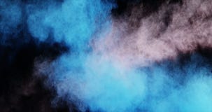 Blue and white dust powder blowing against black background