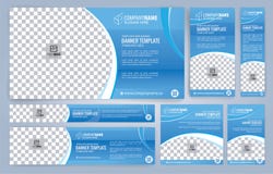 Blue and White Web banners templates, standard sizes with space for photo royalty free illustration Blue and White Web banners templates, standard sizes with space for photo royalty free illustration