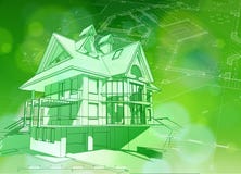 Blueprint la casa 3d, el plan y el bokeh verde libre illustration Blueprint la casa 3d, el plan y el bokeh verde libre illustration