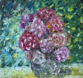 Blumen in einem Vasenölgemälde stock abbildung Blumen in einem Vasenölgemälde stock abbildung