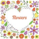 Blumenherzhintergrund von Gekritzeln stock abbildung Blumenherzhintergrund von Gekritzeln stock abbildung