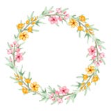 Blumenkranz mit den Aquarell-gelben und rosa Blumen lizenzfreie abbildung Blumenkranz mit den Aquarell-gelben und rosa Blumen lizenzfreie abbildung