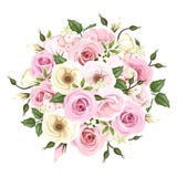 Blumenstrauß von rosa und weißen Rosen und von lisianthus blüht Auch im corel abgehobenen Betrag lizenzfreie abbildung Blumenstrauß von rosa und weißen Rosen und von lisianthus blüht Auch im corel abgehobenen Betrag lizenzfreie abbildung