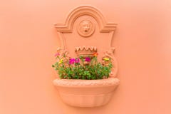 Blumentopf auf der Wand Lizenzfreie Stockfotografie Blumentopf auf der Wand Lizenzfreie Stockfotografie
