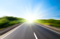 Blur road and sun