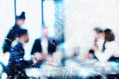 Blurred background with futuristic effect of business people stock photo Blurred background with futuristic effect of business people stock photo
