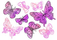 Blänka uppsättningen guld- Scrapbooking för teckningen för målarfärg för bilden för den ROSA för FJÄRILAR för gemkonster för färg vektor illustrationer Blänka uppsättningen guld- Scrapbooking för teckningen för målarfärg för bilden för den ROSA för FJÄRILAR för gemkonster för färg vektor illustrationer