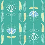 Blå för hand utdragen oavslutad mjuk och grön blom- design i jugendstilstil Sömlös vektormodell på vibrerande stock illustrationer Blå för hand utdragen oavslutad mjuk och grön blom- design i jugendstilstil Sömlös vektormodell på vibrerande stock illustrationer