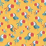 Blå röd vit gul sömlös modell för tukanfågel royaltyfri illustrationer Blå röd vit gul sömlös modell för tukanfågel royaltyfri illustrationer