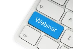 Blå webinar knapp