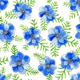 Bl?a blommor f?r vattenf?rg med sidor som isoleras p? gul bakgrund Den m?lade handen skissar illustrationen vektor illustrationer Bl?a blommor f?r vattenf?rg med sidor som isoleras p? gul bakgrund Den m?lade handen skissar illustrationen vektor illustrationer