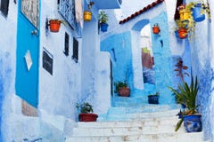 Blåa medina av den Chefchaouen staden i Marocko, Nordafrika royaltyfri fotografi Blåa medina av den Chefchaouen staden i Marocko, Nordafrika royaltyfri fotografi