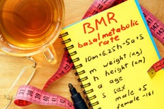 BMR basal metabolic rate formula in a notepad. royalty free stock photos BMR basal metabolic rate formula in a notepad. royalty free stock photos