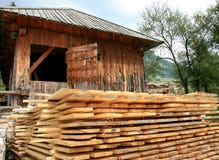 Boards Near A Venetian Sawmill In Molveno, Italy Royalty Free Stock Images Boards Near A Venetian Sawmill In Molveno, Italy Royalty Free Stock Images