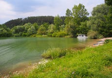 Boat At Liptovska Mara Lake, Liptov, Slovakia Stock Image Boat At Liptovska Mara Lake, Liptov, Slovakia Stock Image